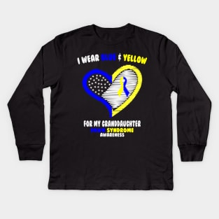 I Wear Blue And Yellow For My Grand-Daughter - Down Syndrome Awareness Kids Long Sleeve T-Shirt